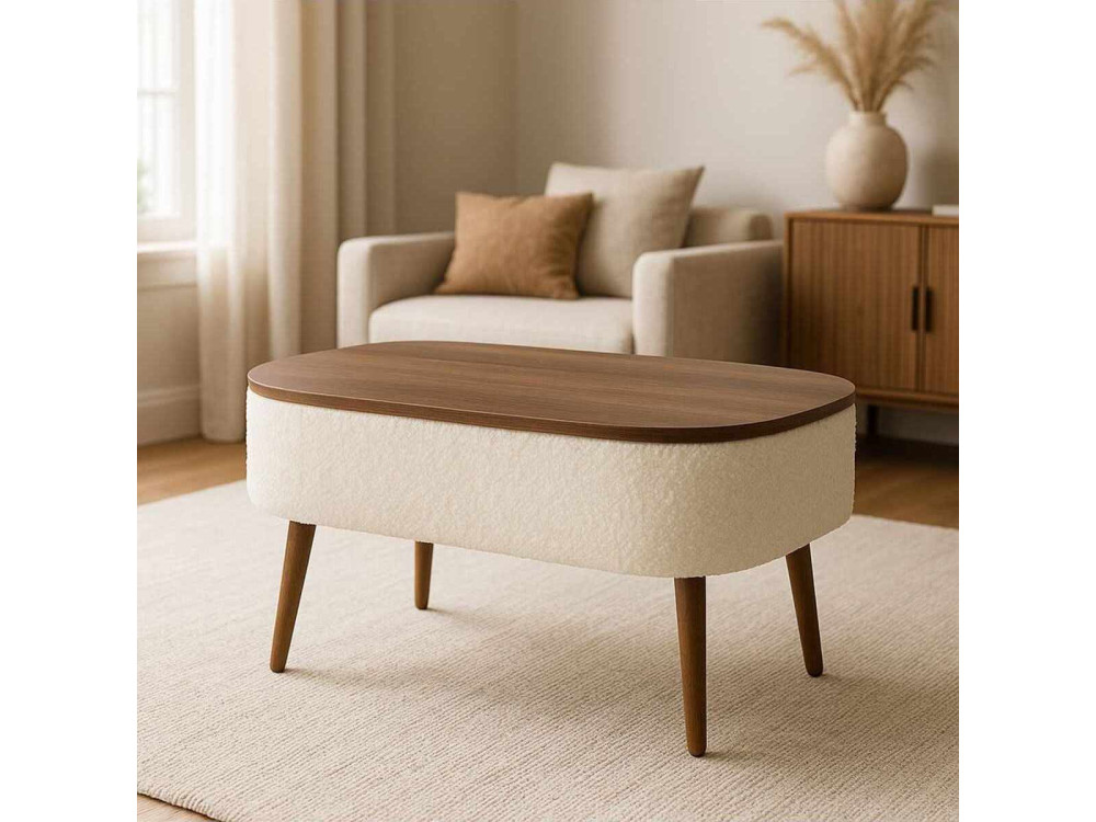 Houten salontafel "Noya" - 90 x 60 x 43 cm - Wit