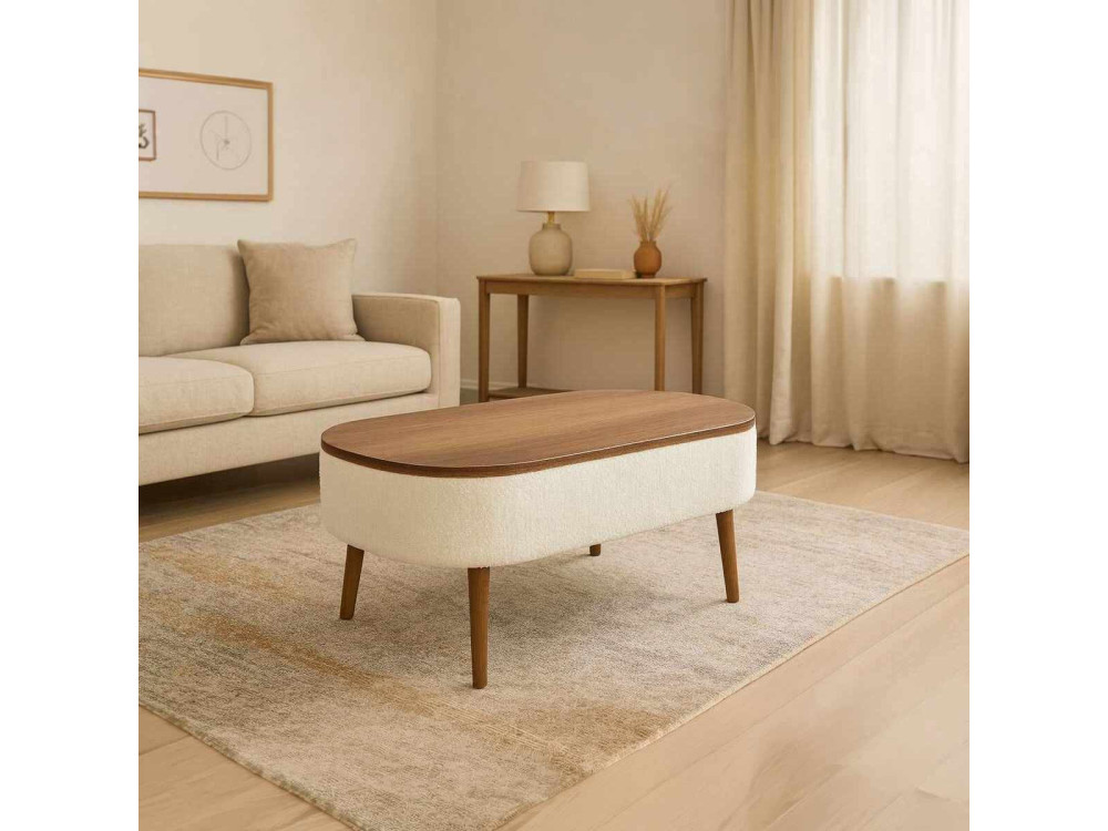 Houten salontafel "Noya" - 90 x 60 x 43 cm - Wit