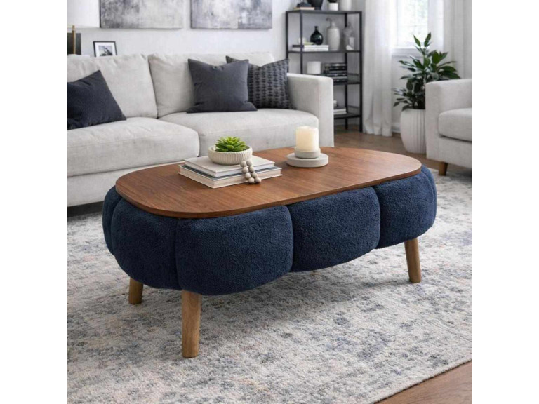 Houten salontafel "Papatya" - 98 x 68 x 45 cm - Antracietgrijs