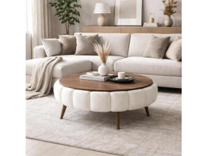 Houten salontafel "Yuvarlak" - 100 x 100 x 44 cm - Wit