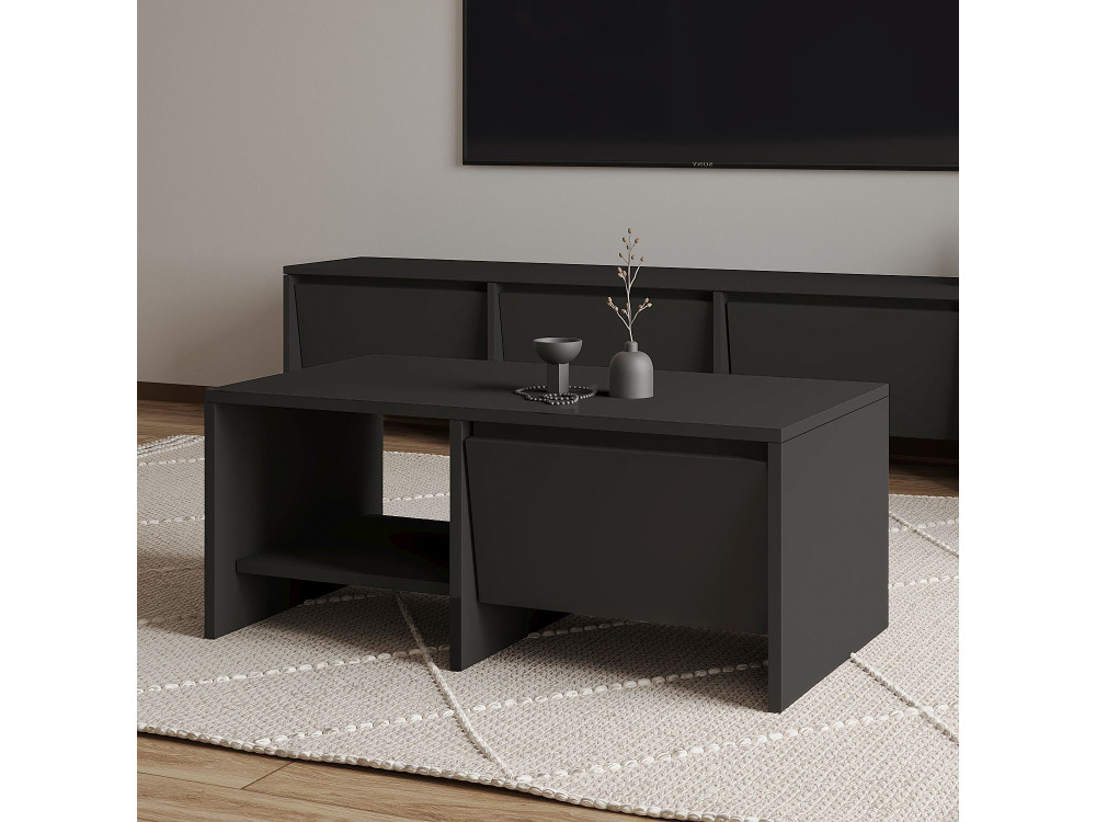 Houten salontafel "Laris" - 90 x 45 x 35 cm - Antracietgrijs