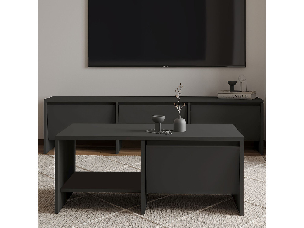 Houten salontafel "Laris" - 90 x 45 x 35 cm - Antracietgrijs