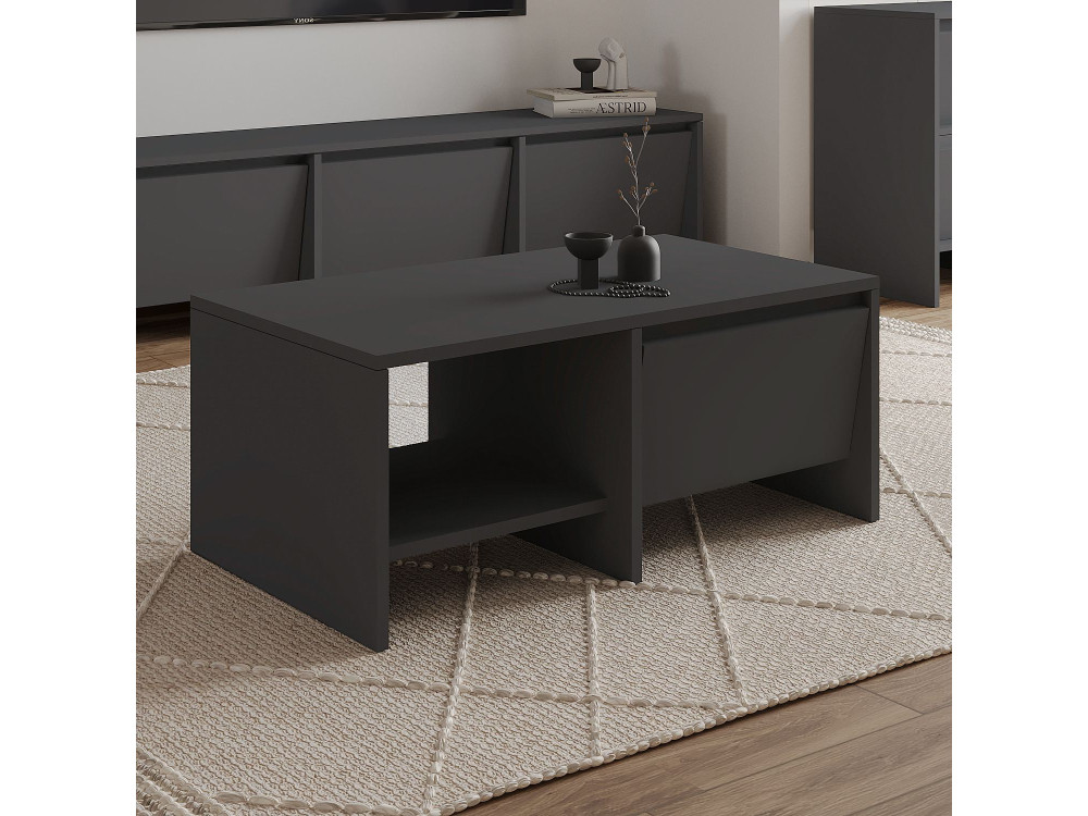 Houten salontafel "Laris" - 90 x 45 x 35 cm - Antracietgrijs