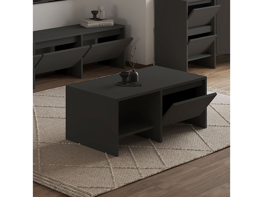 Houten salontafel "Laris" - 90 x 45 x 35 cm - Antracietgrijs