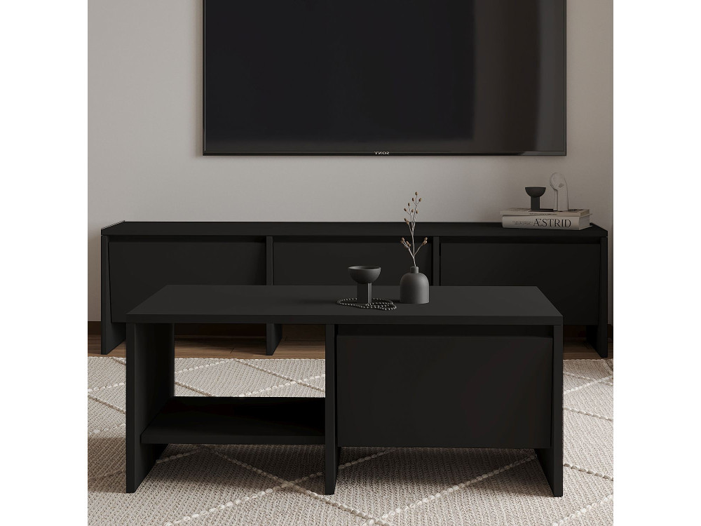 Houten salontafel "Laris" - 90 x 45 x 35 cm - Zwart