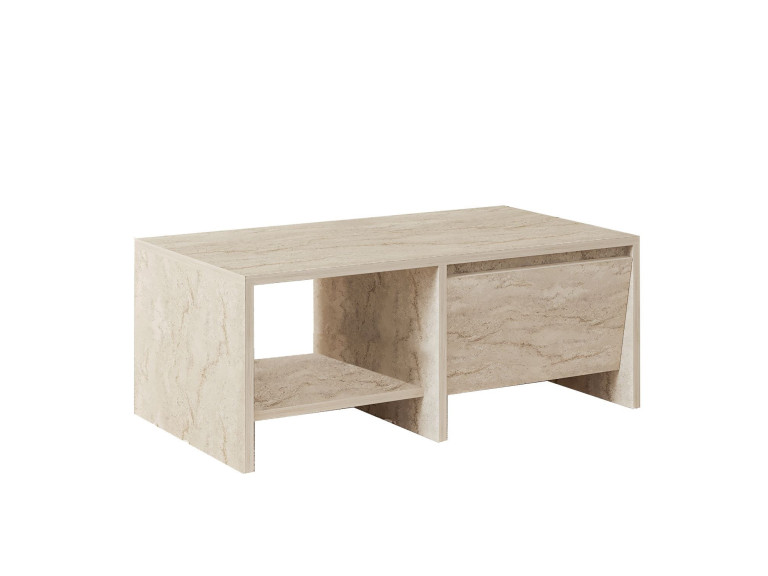 Houten salontafel "Laris" - 90 x 45 x 35 cm - Travertin