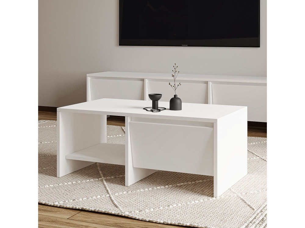 Houten salontafel "Laris" - 90 x 45 x 35 cm - Wit