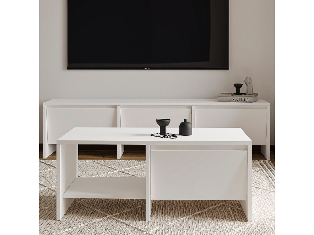 Houten salontafel "Laris" - 90 x 45 x 35 cm - Wit