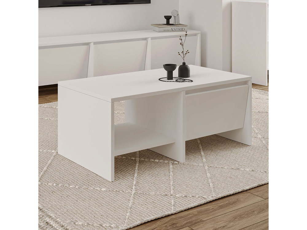 Houten salontafel "Laris" - 90 x 45 x 35 cm - Wit