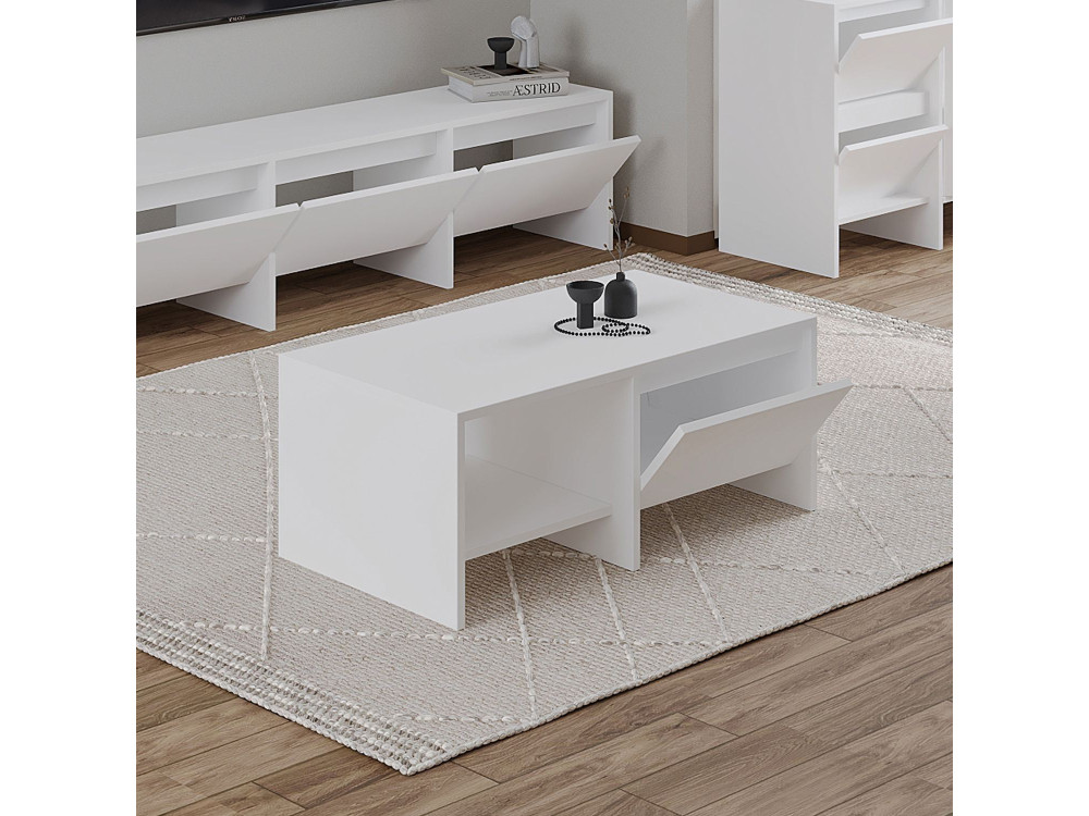 Houten salontafel "Laris" - 90 x 45 x 35 cm - Wit