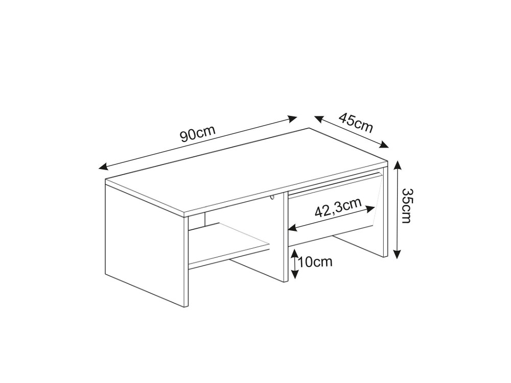 Houten salontafel "Laris" - 90 x 45 x 35 cm - Wit