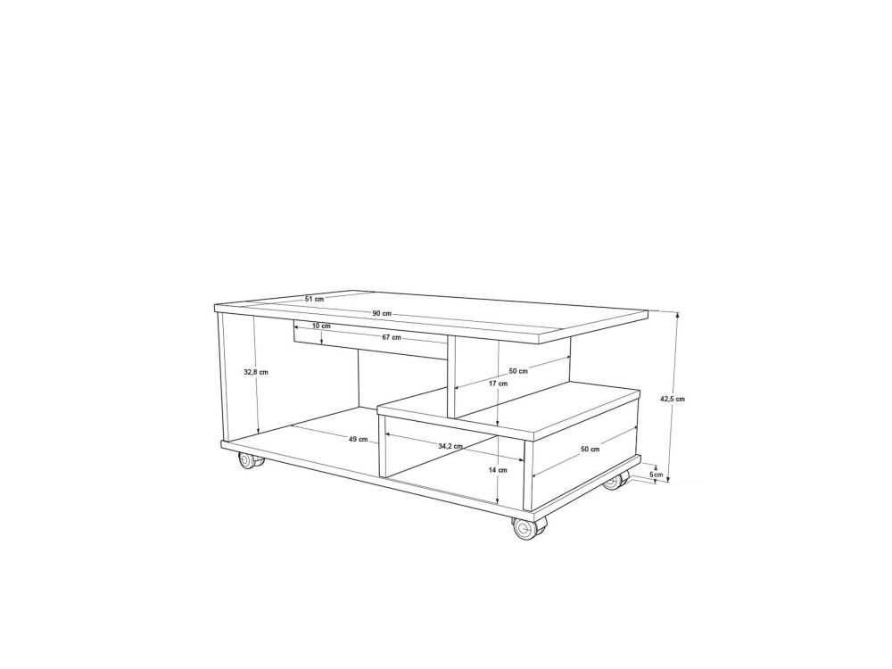 MIN9" houten salontafel - 90 x 51 x 42 cm - Wit