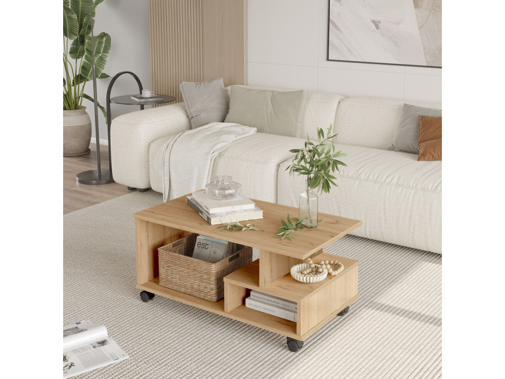 MIN9" houten salontafel - 90 x 51 x 42 cm - Beige