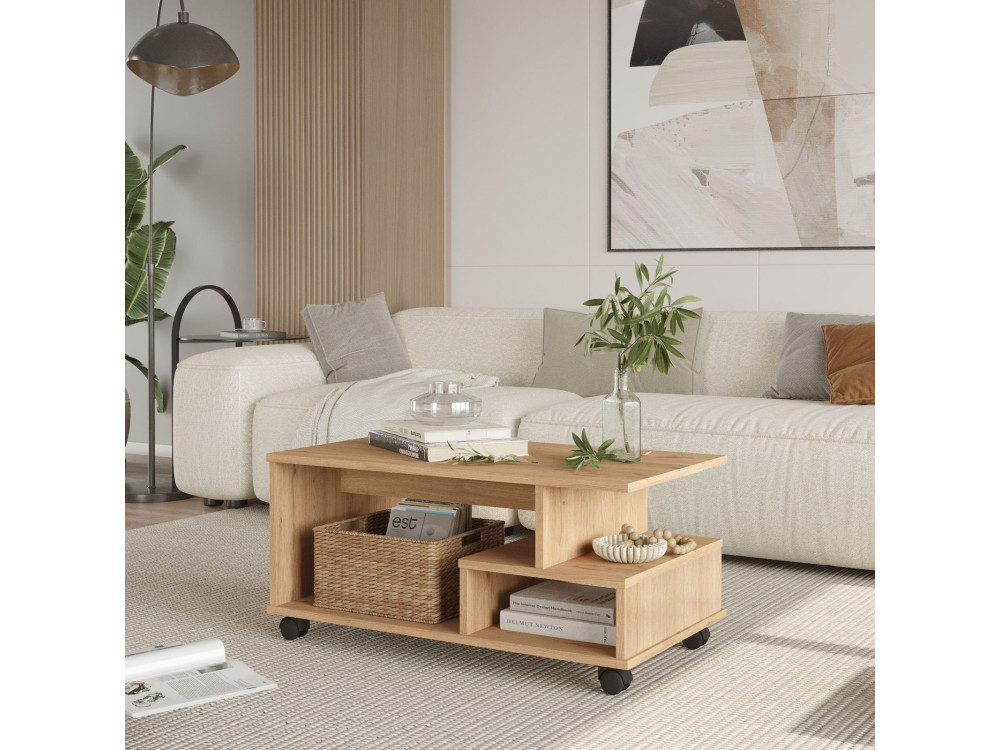 MIN9" houten salontafel - 90 x 51 x 42 cm - Beige