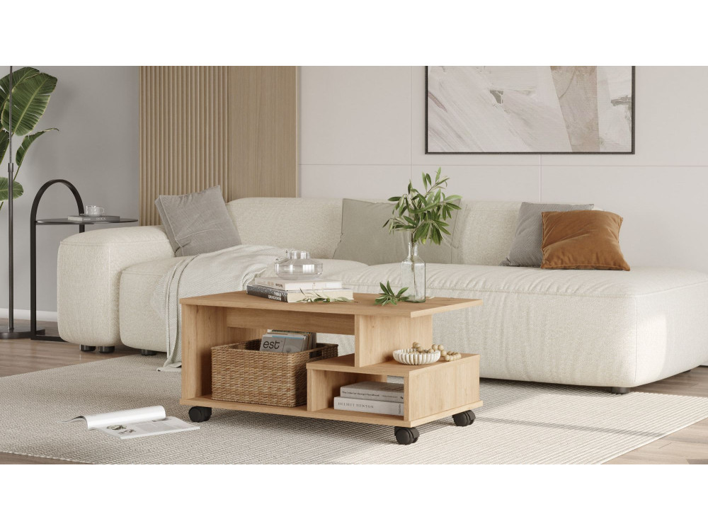 MIN9" houten salontafel - 90 x 51 x 42 cm - Beige