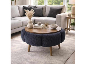 Papatya 60" houten salontafel - 60 x 60 x 44 cm - Antraciet grijs