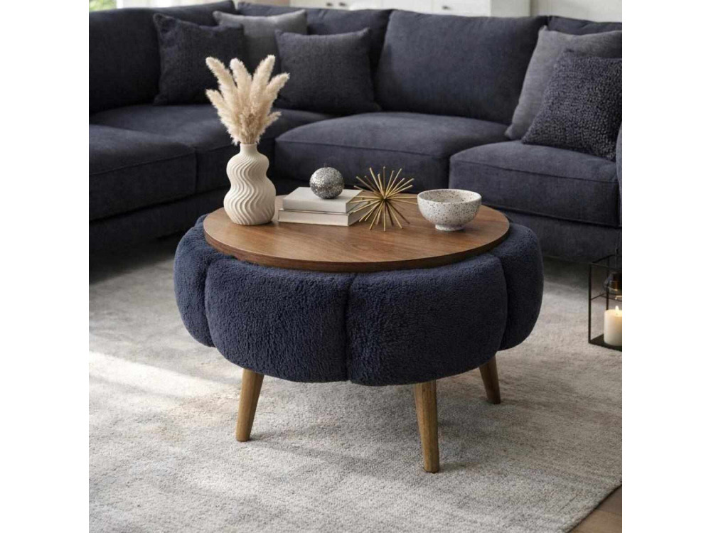 Papatya 60" houten salontafel - 60 x 60 x 44 cm - Antraciet grijs