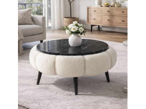 Papatya 60" houten salontafel - 60 x 60 x 44 cm - Wit
