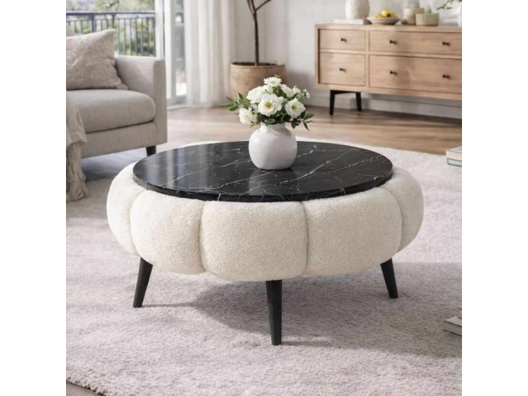 Papatya 60" houten salontafel - 60 x 60 x 44 cm - Wit