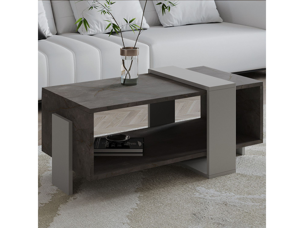 Houten salontafel "Meleni" - 90 x 49 x 40 cm - Grijs