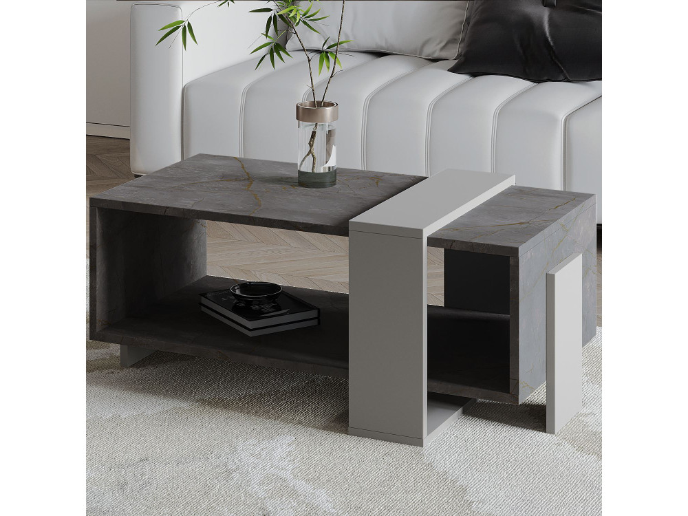Houten salontafel "Meleni" - 90 x 49 x 40 cm - Grijs