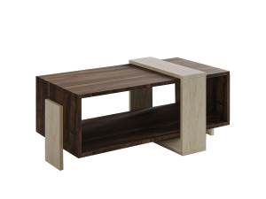 Houten salontafel "Meleni" - 90 x 49 x 40 cm - Travertin