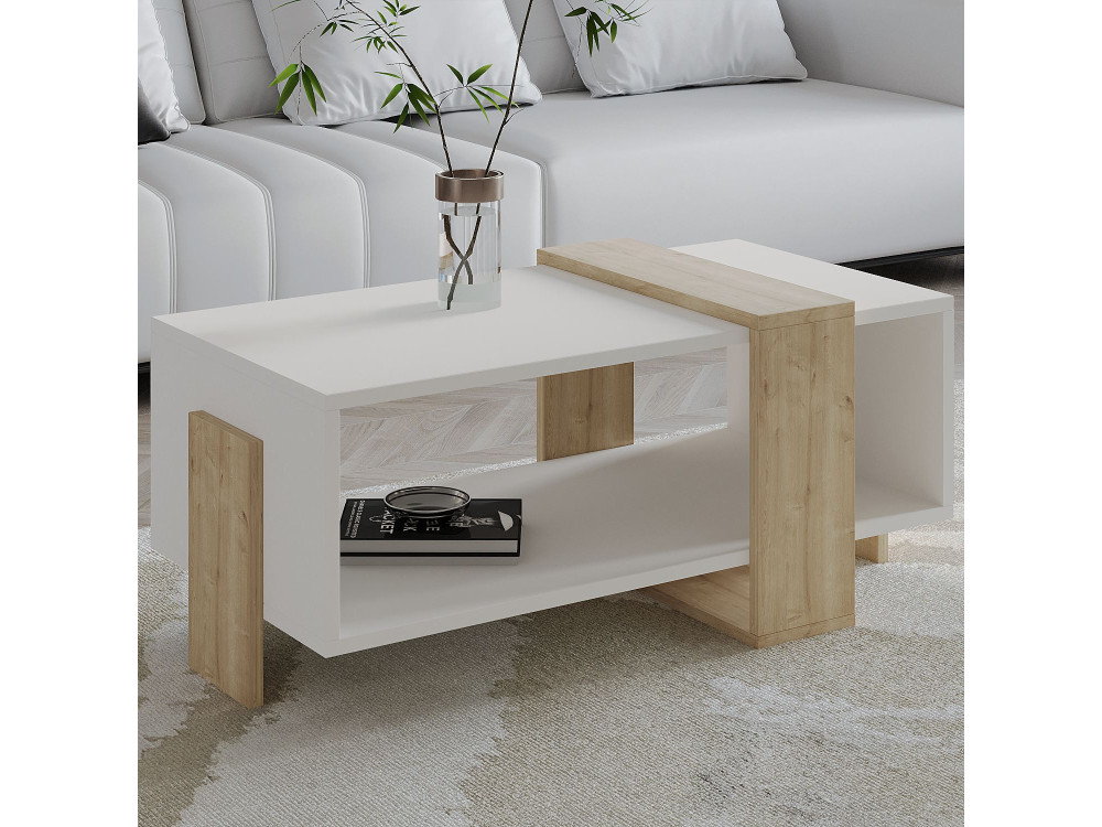 Houten salontafel "Meleni" - 90 x 49 x 40 cm - Wit