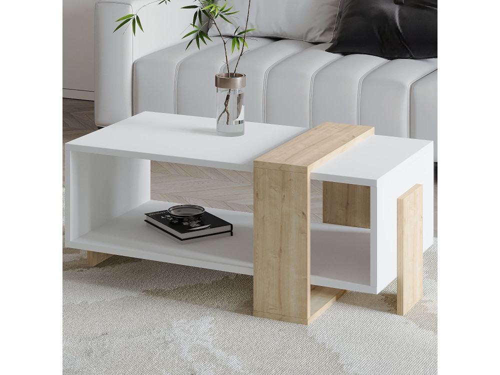 Houten salontafel "Meleni" - 90 x 49 x 40 cm - Wit