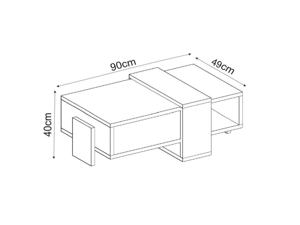 Houten salontafel "Meleni" - 90 x 49 x 40 cm - Wit