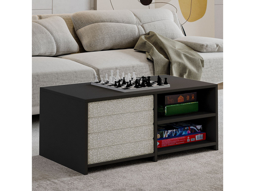 Gord" houten salontafel set - 90 x 45 x 44.1 cm - Antraciet