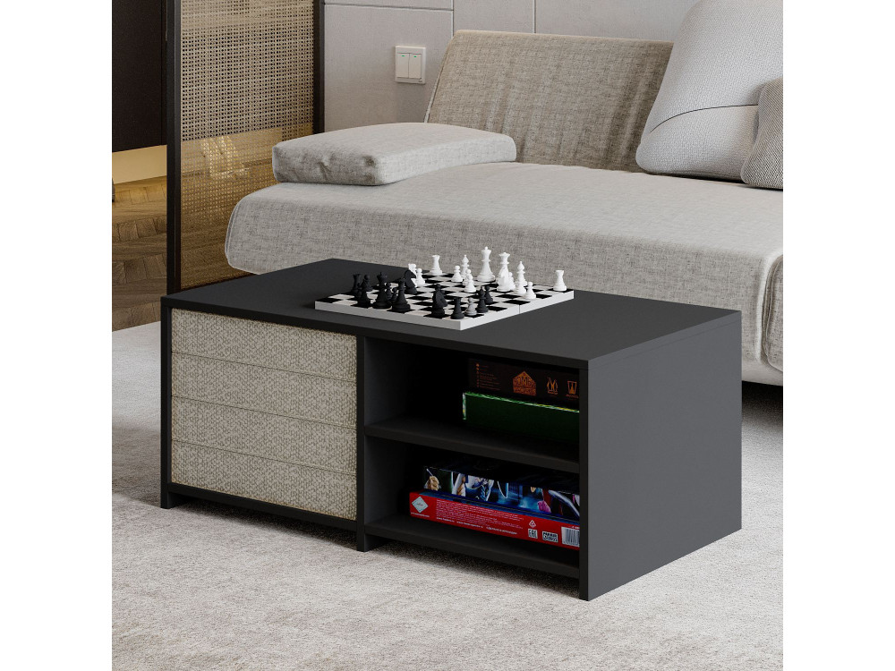 Gord" houten salontafel set - 90 x 45 x 44.1 cm - Antraciet