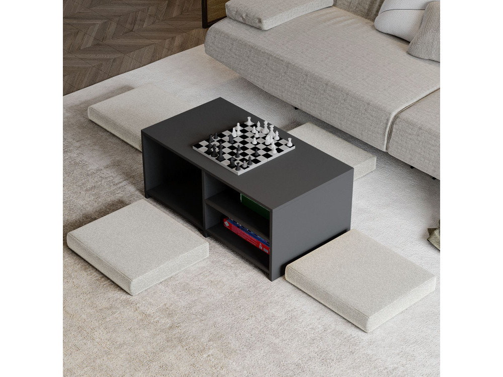 Gord" houten salontafel set - 90 x 45 x 44.1 cm - Antraciet