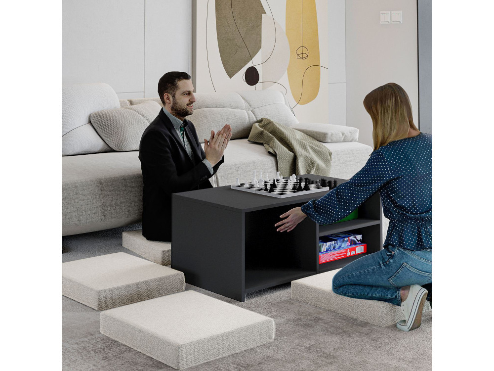 Gord" houten salontafel set - 90 x 45 x 44.1 cm - Antraciet