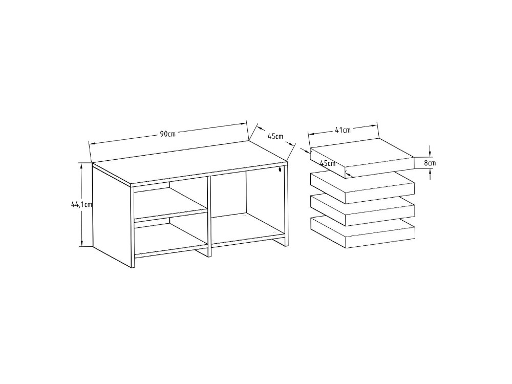 Gord" houten salontafel set - 90 x 45 x 44.1 cm - Antraciet