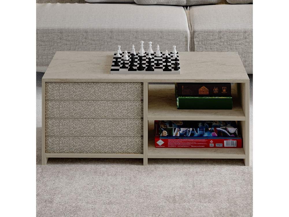 Houten salontafel "Gord" - 90 x 45 x 44 cm - Travertin