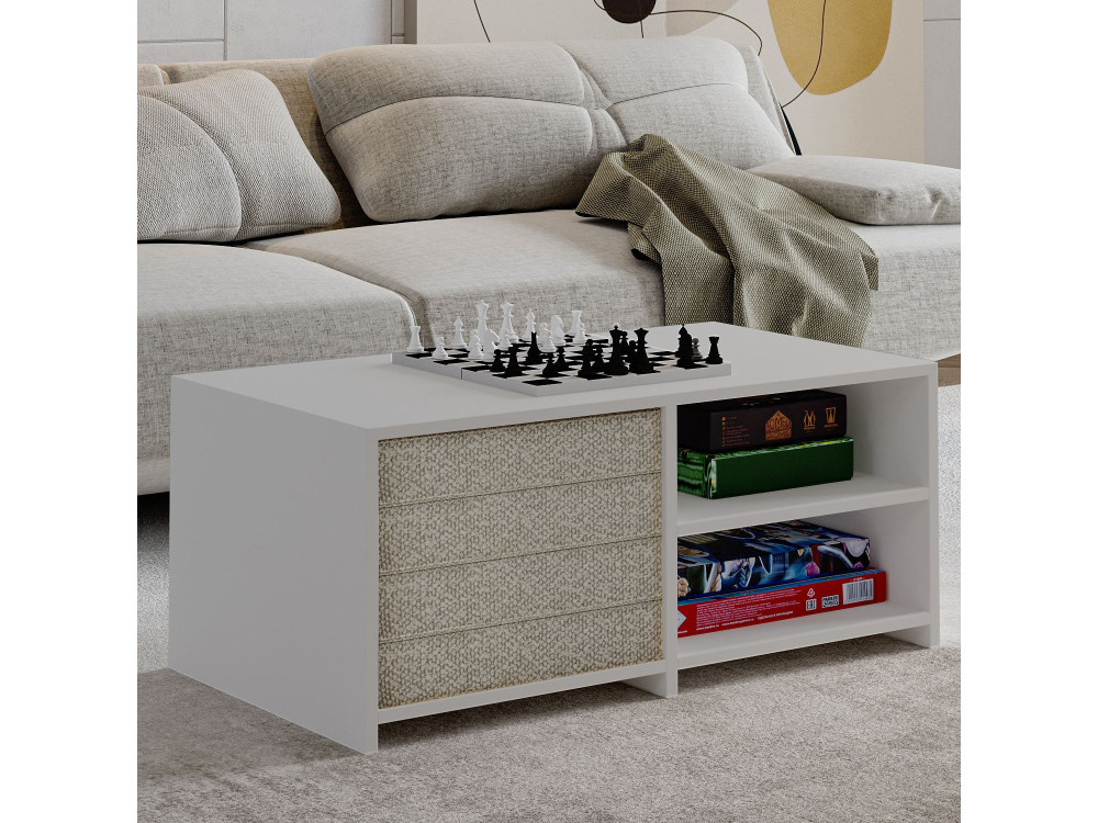 Houten salontafel "Gord" - 90 x 45 x 44 cm - Wit