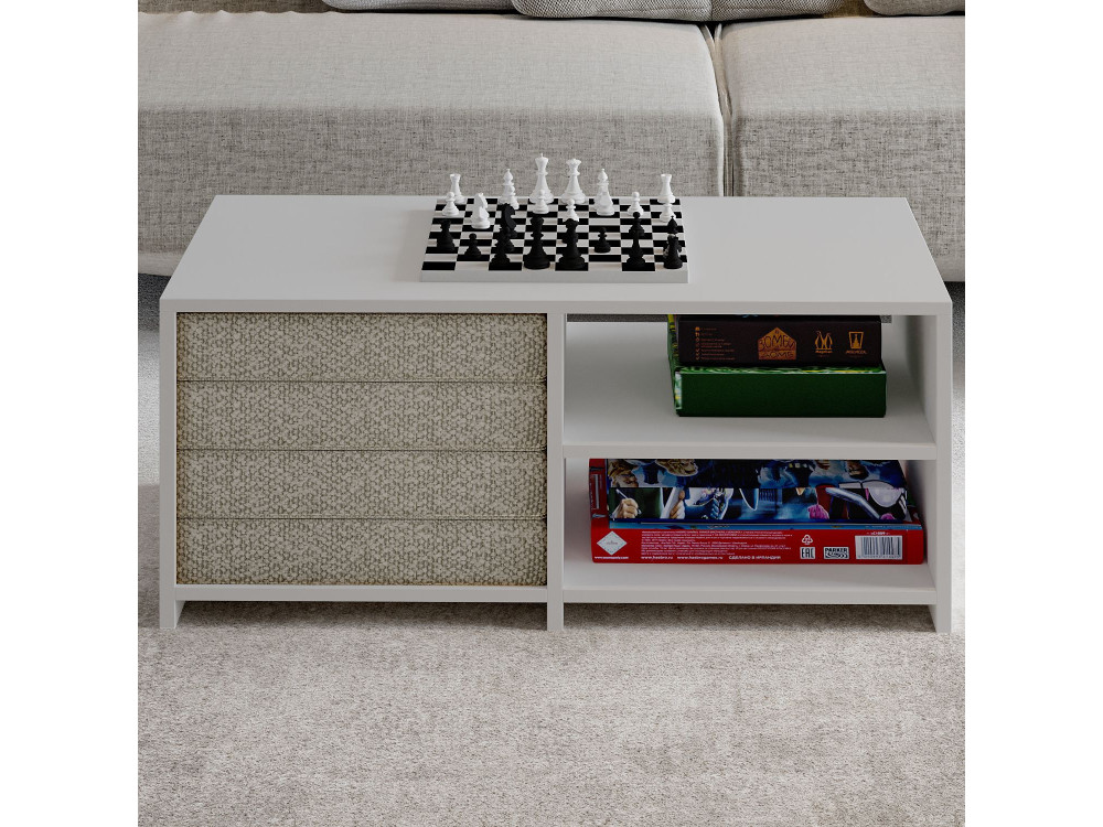 Houten salontafel "Gord" - 90 x 45 x 44 cm - Wit