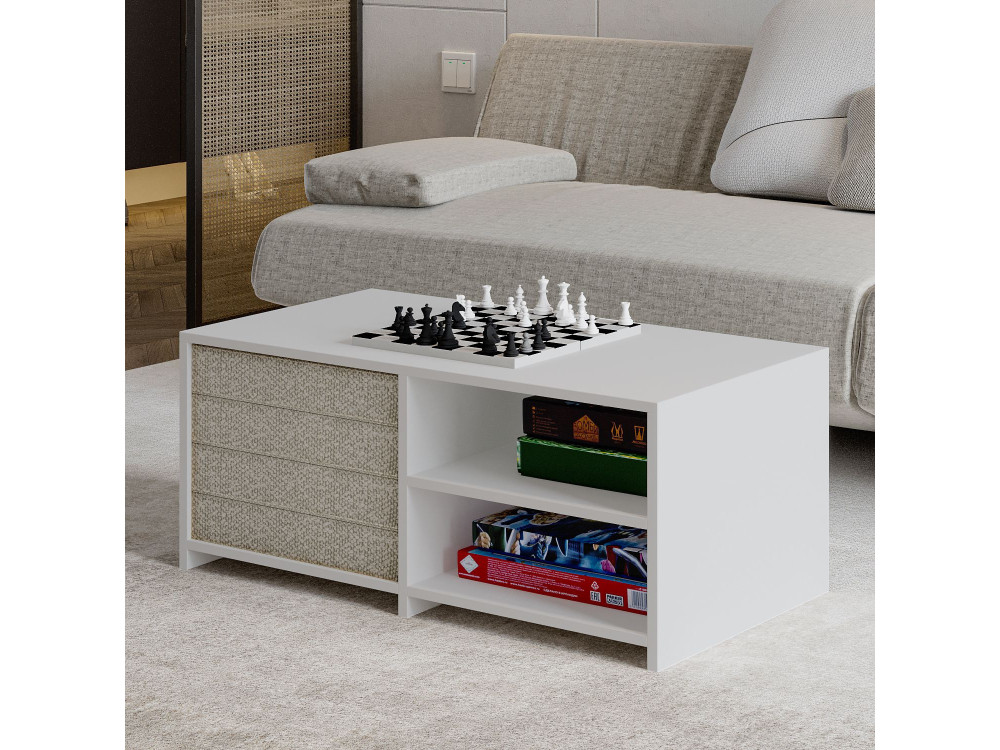 Houten salontafel "Gord" - 90 x 45 x 44 cm - Wit
