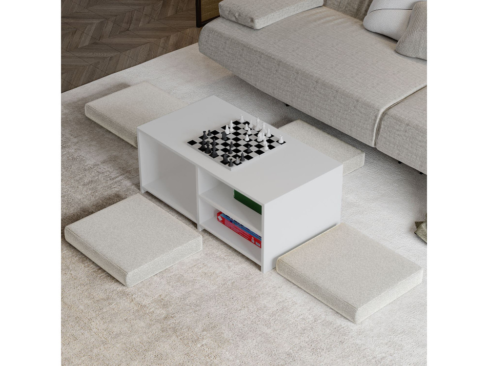 Houten salontafel "Gord" - 90 x 45 x 44 cm - Wit