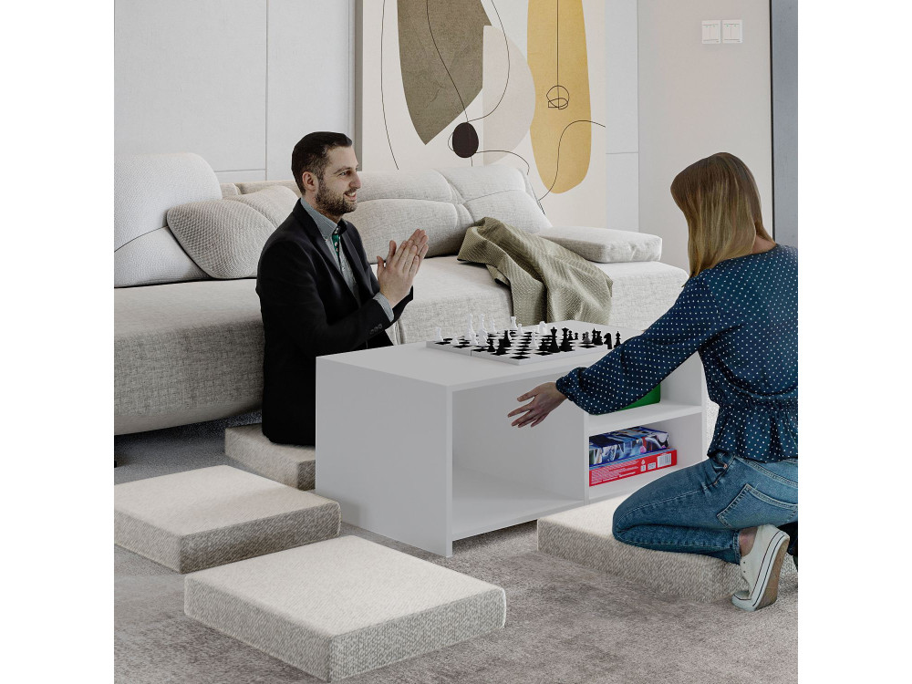 Houten salontafel "Gord" - 90 x 45 x 44 cm - Wit