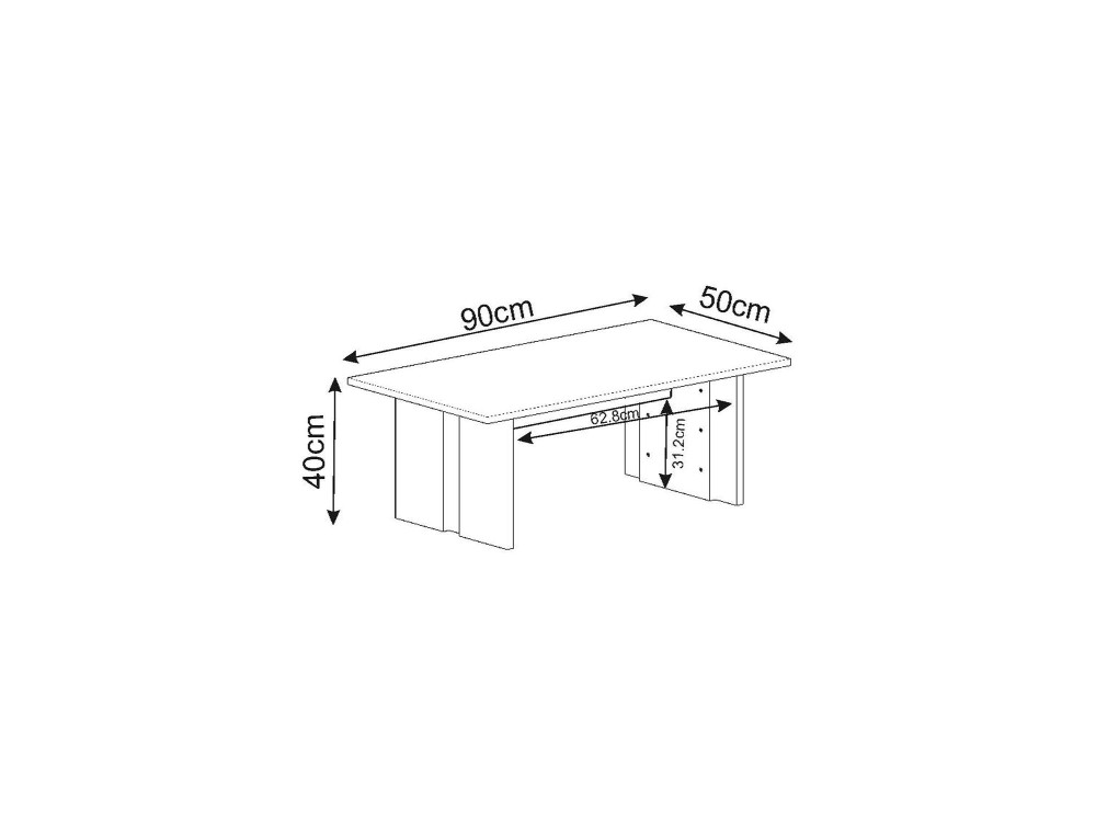 Houten salontafel "Ravello" - 90 x 50 x 40 cm - Zwart