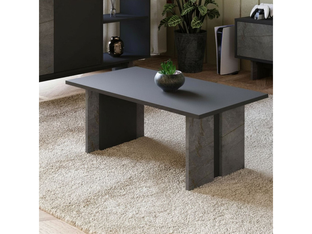 Houten salontafel "Ravello" - 90 x 50 x 40 cm - Gemarmerd antracietgrijs