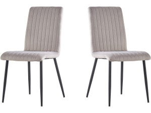 Stoelen set 2 stuks eetkamerstoelen velour fluweel "Henley" - Grijs lichtgrijs