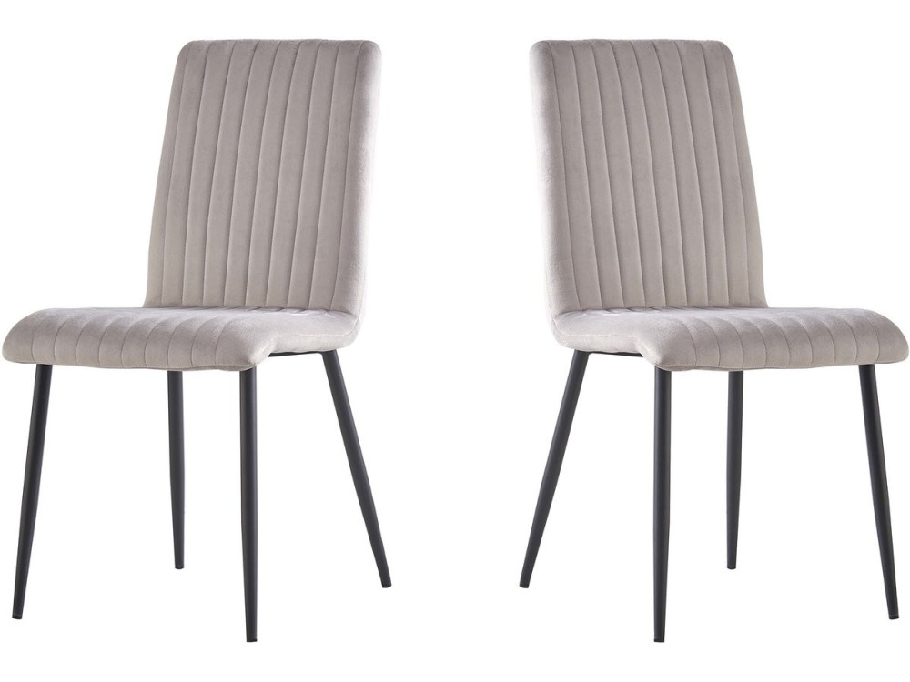 Stoelen set 2 stuks eetkamerstoelen velour fluweel "Henley" - Grijs lichtgrijs