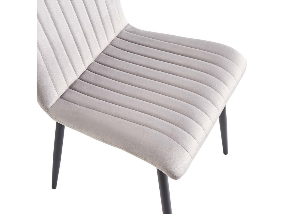 Stoelen set 2 stuks eetkamerstoelen velour fluweel "Henley" - Grijs lichtgrijs