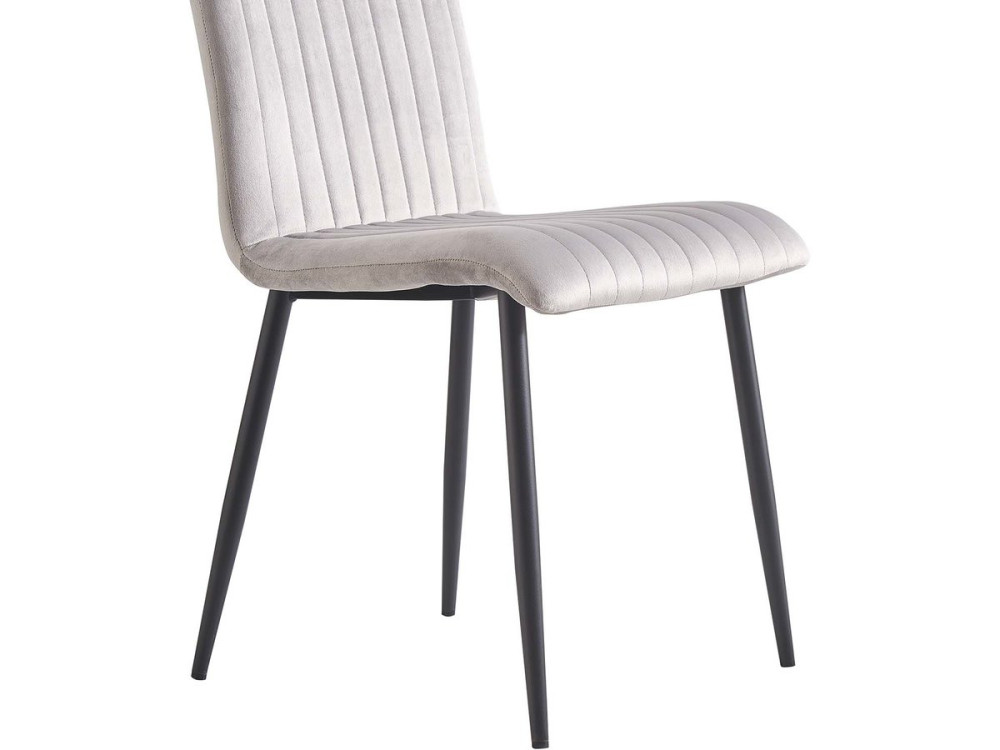 Stoelen set 2 stuks eetkamerstoelen velour fluweel "Henley" - Grijs lichtgrijs