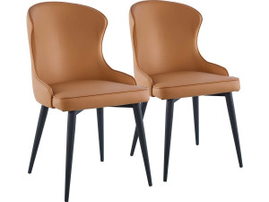 Stoelen set 2 stuks eetkamerstoelen "Tina" - Bruin - kastanjebruin