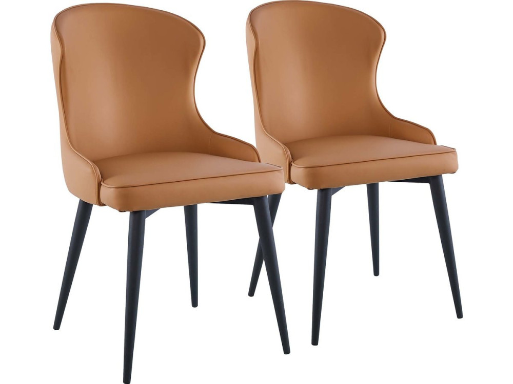 Stoelen set 2 stuks eetkamerstoelen "Tina" - Bruin - kastanjebruin