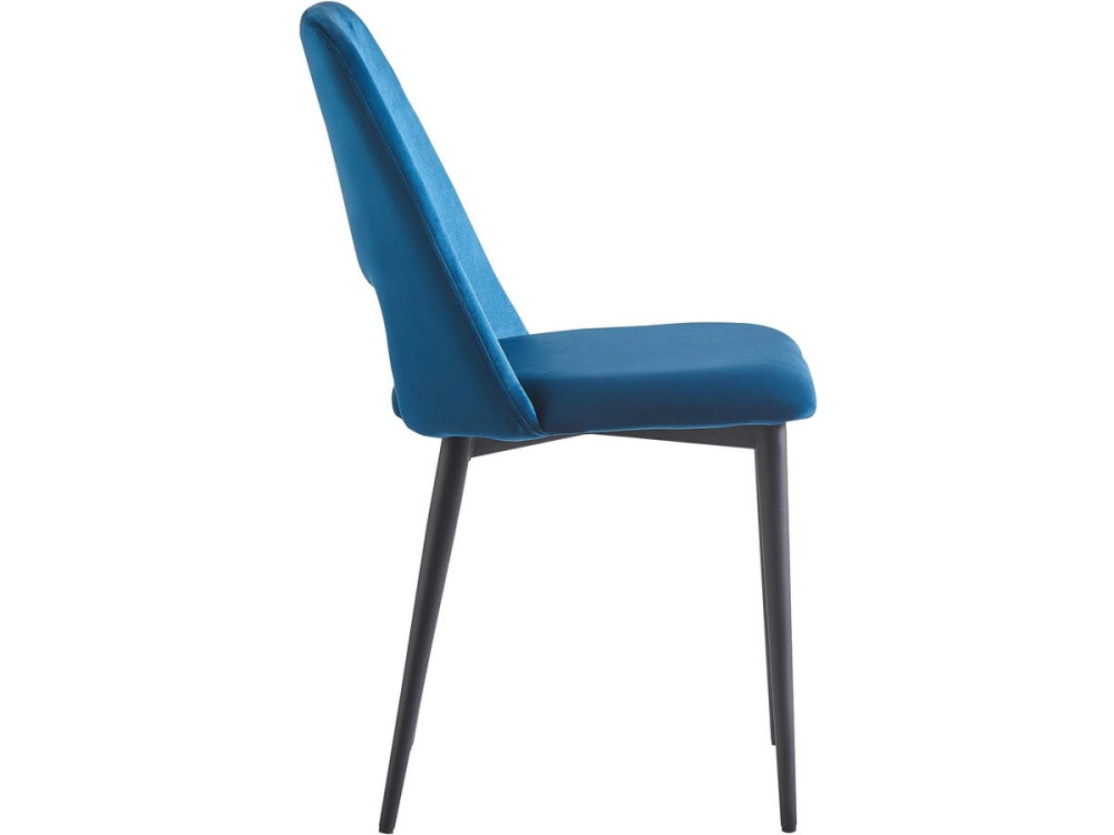 Eetkamerstoelen set 2 stuks stoelen velours fluweel "Fedora" - Blauw Donkerblauw