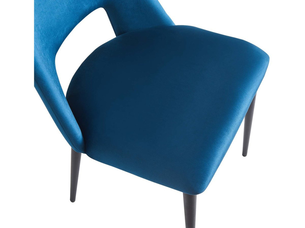 Eetkamerstoelen set 2 stuks stoelen velours fluweel "Fedora" - Blauw Donkerblauw